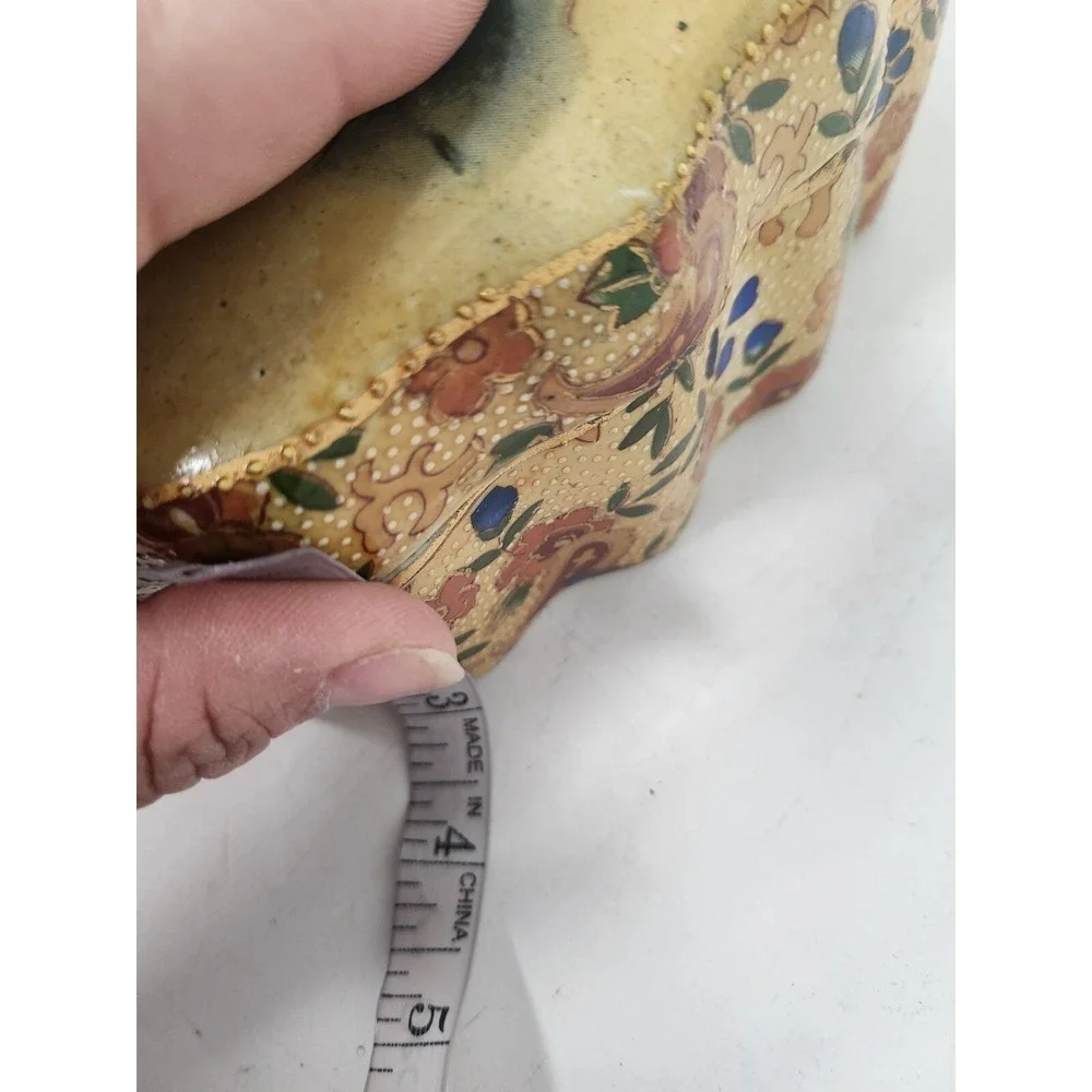 Antique Royal Satsuma‎ Asian Jewelry Box Porcelain Gold Embossed Floral Ornate